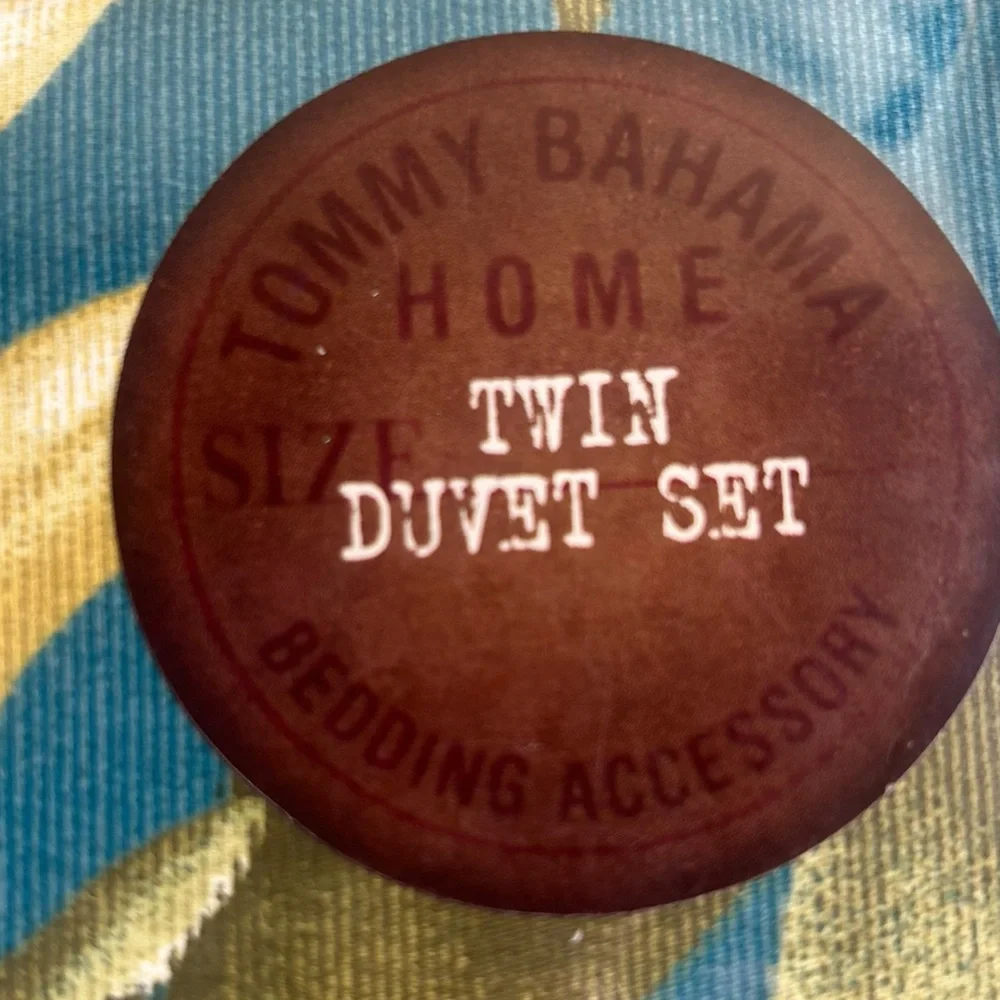TOMMY BAHAMA HOME Paradise Palm Twin‎ Duvet Set Teal Tropical Sealed NWT - Picture 5 of 8